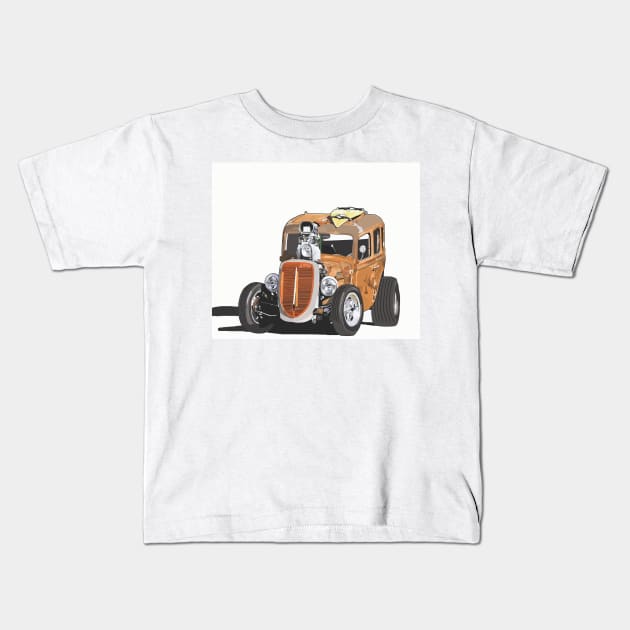 Beach Rat Rod Kids T-Shirt by curtskartoons